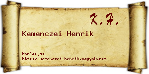 Kemenczei Henrik névjegykártya